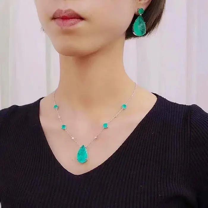 ZOCA – boucles d'oreilles en tourmaline Paraiba émeraude