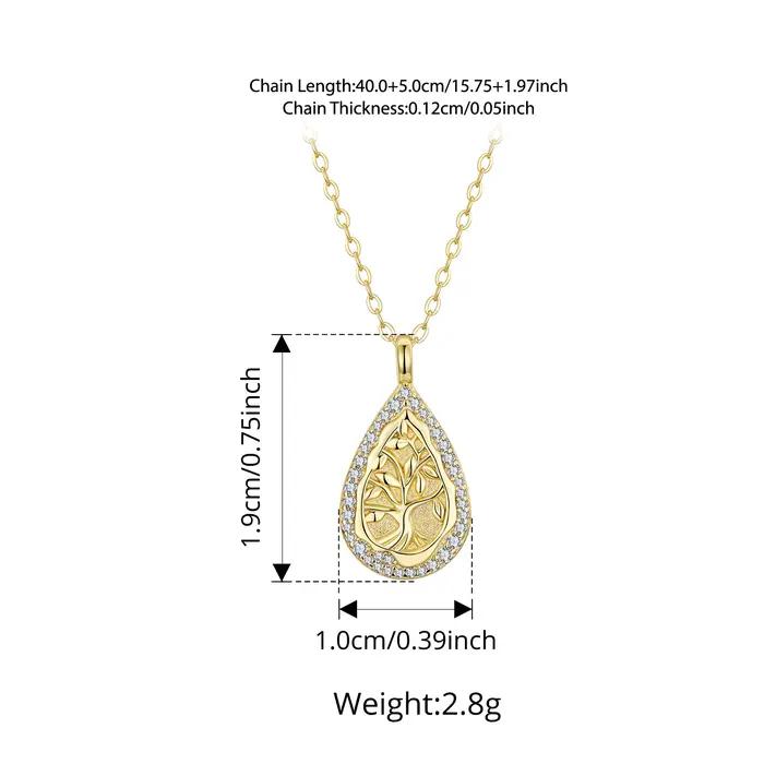 Collier BAMOER 925 Argent Sterling Or 18K Arbre de Vie Zirconium Blanc Occasions Spéciales Femme