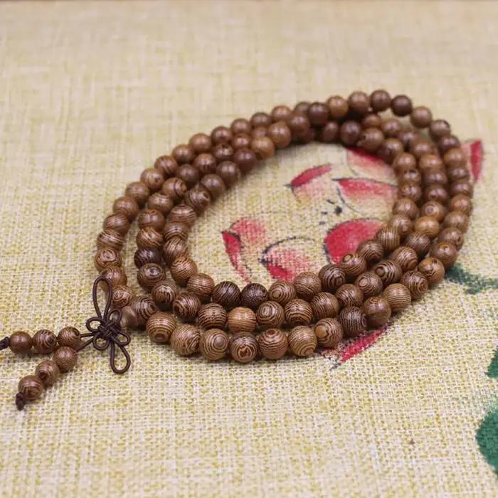 Bracelet Bouddha Mala en Perles de Bois Tibetain Naturel pour Femmes et Hommes Occasions Spirituelles Pratique de Méditation