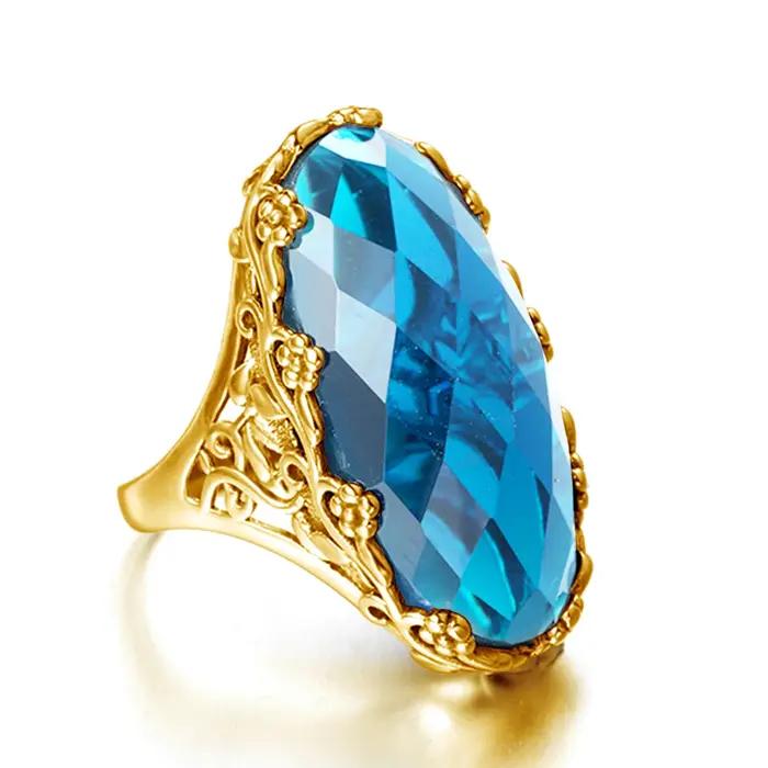 Szjinao – grande bague de luxe en saphir pour femmes