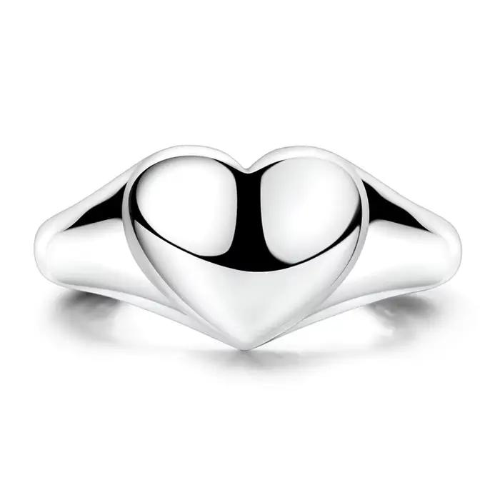 Bague originale en argent Sterling 925 avec cœur scintillant pour femmes et filles