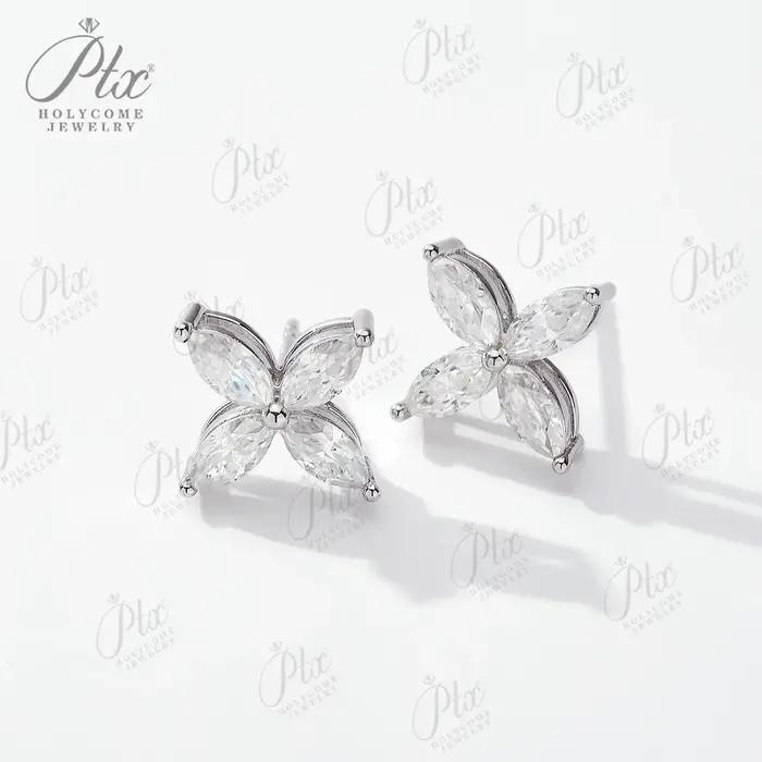 Ensemble de bijoux de boucles d'oreilles en Moissanite en forme de Marquise