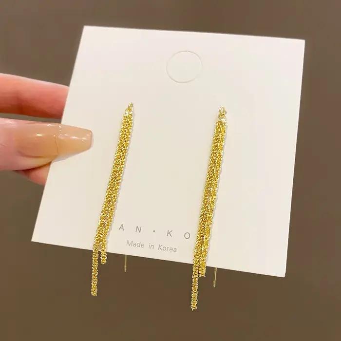 Boucles d'oreilles longues à pampilles pour femmes et filles