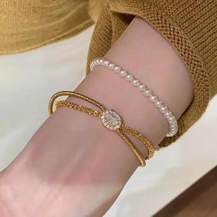 Bracelet classique à enroulement de fil allowshiny pour femme
