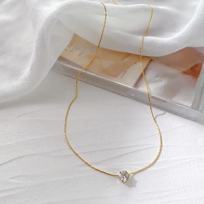 Collier rond en acier inoxydable plaqué or pour femmes
