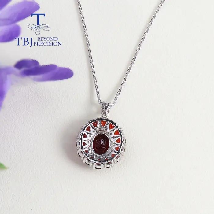 Collier pendentif en grenat naturel forme ronde certifié bijoux femme occasions spéciales cadeau d'anniv elegance quotidienne