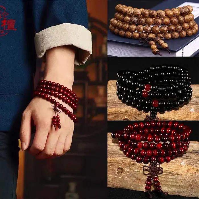Bracelet en bois de santal naturel bouddhiste bouddha méditation