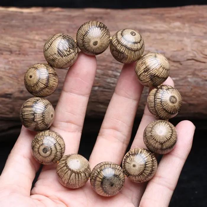 Bracelet perlé en rotin de soie en bois, bracelet à boucle unique, 2.0