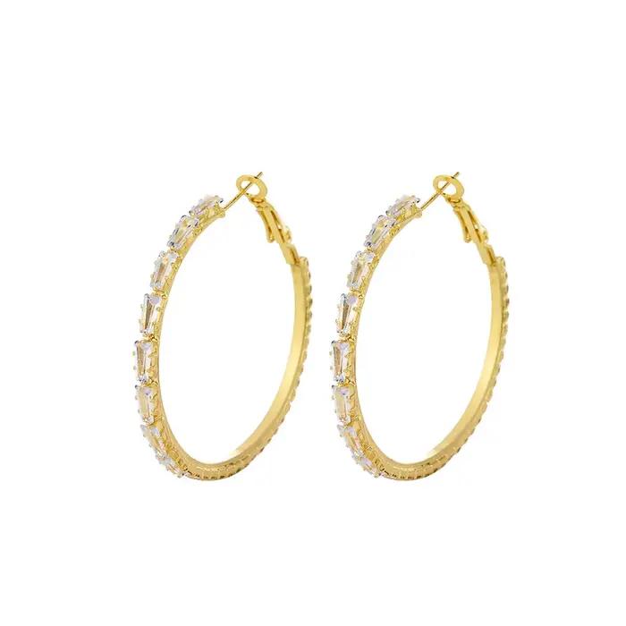Marque de luxe plein cristal exagérer grandes boucles d'oreilles rondes pour les femmes exquise Enfashion Zircon corée boucle d'oreille mariée bijoux