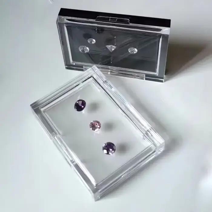 Boîte de présentation de bijoux avec pierres précieuses claires support organisateur en diamant vitrine d'emballage en pierre de Zircon modèle de pierres précieuses en strass collants pour bijoux occasions spéciales