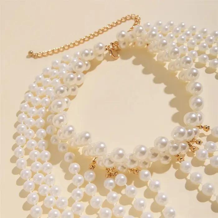 Collier de mariée en perle imitation romantique et élégant pour femmes occasions spéciales cadeau浪漫婚礼仿珍珠项链女士优雅浪漫特别场合礼物