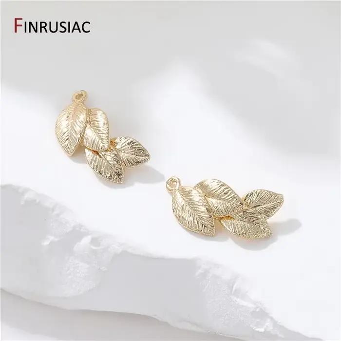 Mode 14K plaqué or laiton feuille/fleur breloques pendentifs pour bricolage femmes collier fabrication de bijoux accessoires résultats