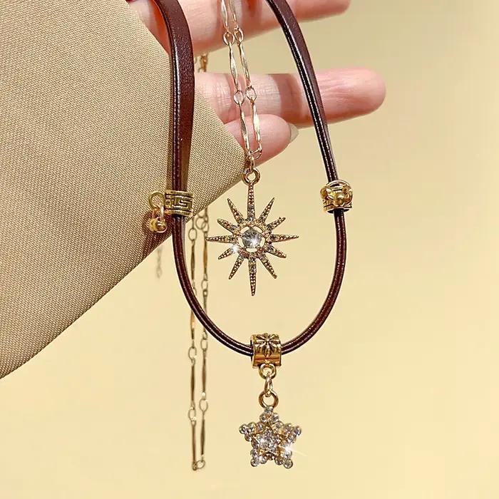 Collier réglable en Zircon étoile de soleil pour femmes