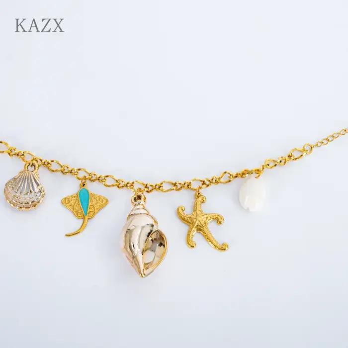 Bracelet Bohème de Plage en Acier Inoxydable avec Coquillages