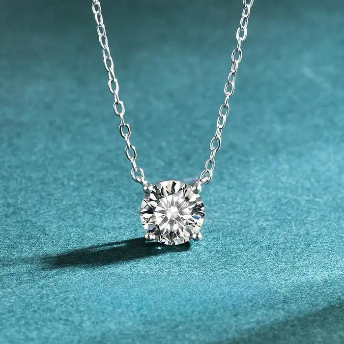Collier pendentif en argent sterling 925 classique et brillant pour femme