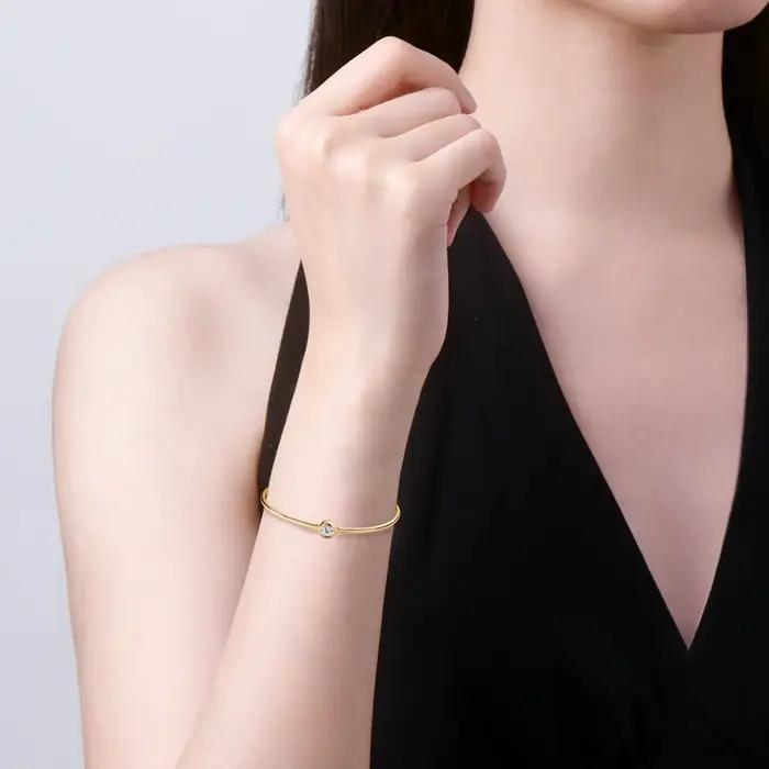 RAPRGOLD – Bracelet rond réglable en Moissanite pour femmes