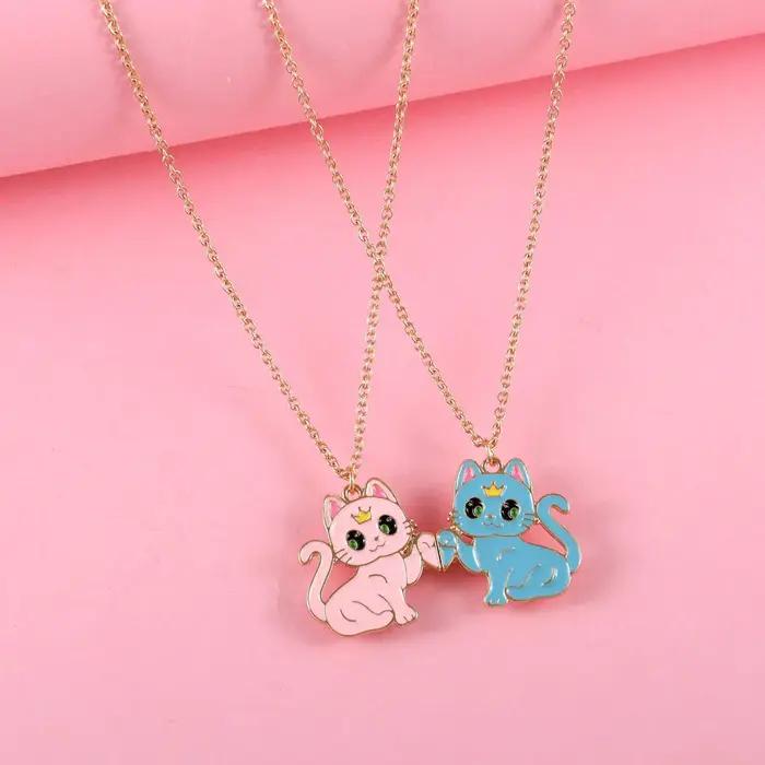 Collier meilleur ami chat Animal de dessin animé pour filles