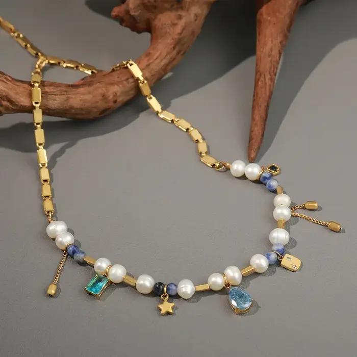 Collier de perles d'eau douce de style cour français vintage
