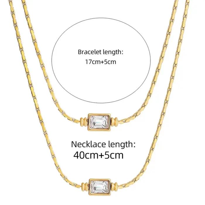 Collier et bracelet en cristal carré pour femme