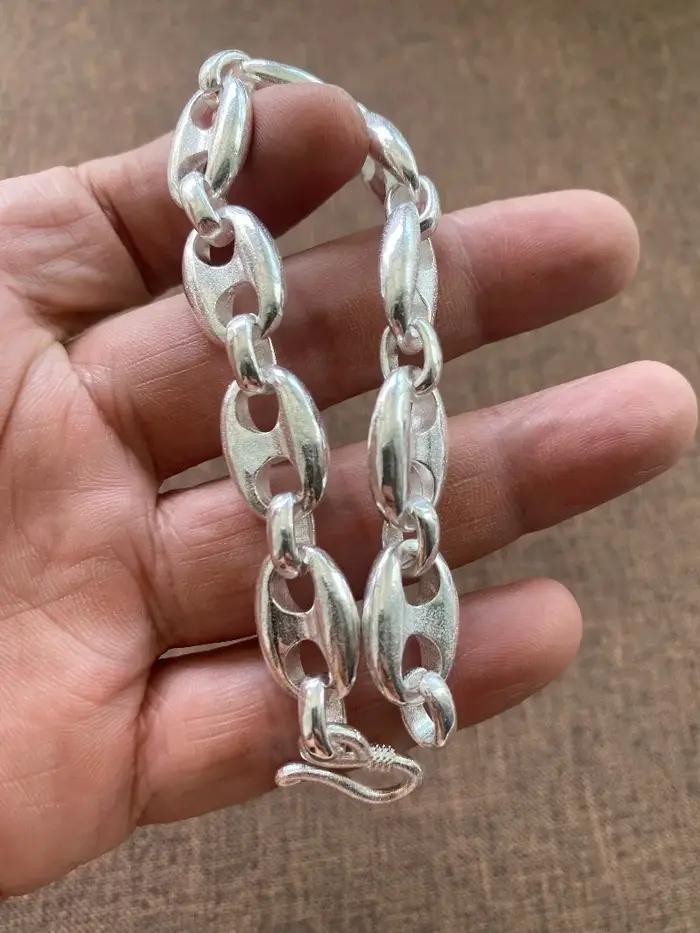 Bracelet à maillons marinés en cuivre blanc