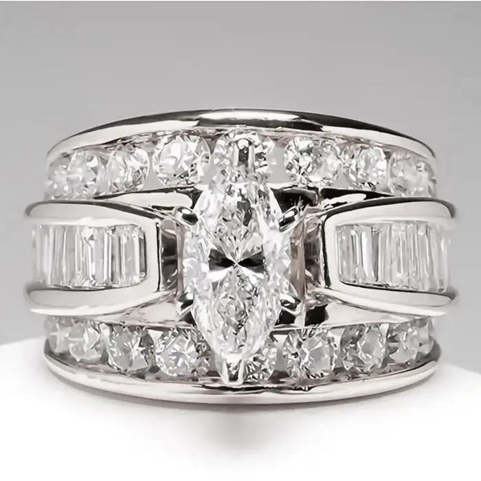 Huitan luxe Marquise coupe bague femme magnifique anniversaire fête bijoux Noble dame mode fiançaill