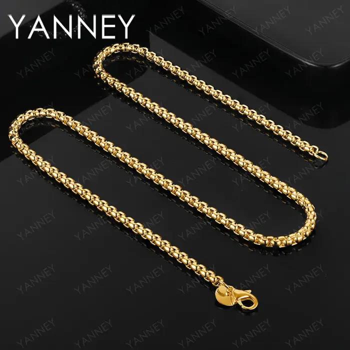 Collier chaîne minimaliste plaqué or 18 carats pour hommes et femmes, bijou tendance pour les fêtes