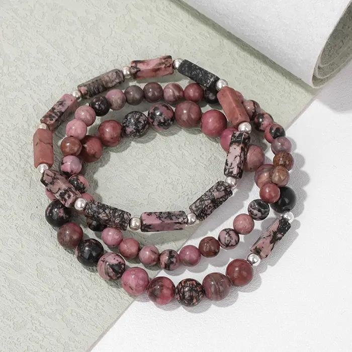 Bracelets à perles en Rhodonite pour hommes et femmes