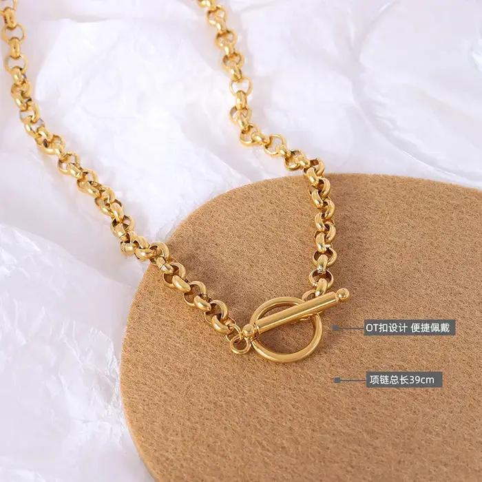 Mode nouveau gros collier à chaîne femmes Simple bascule fermoir