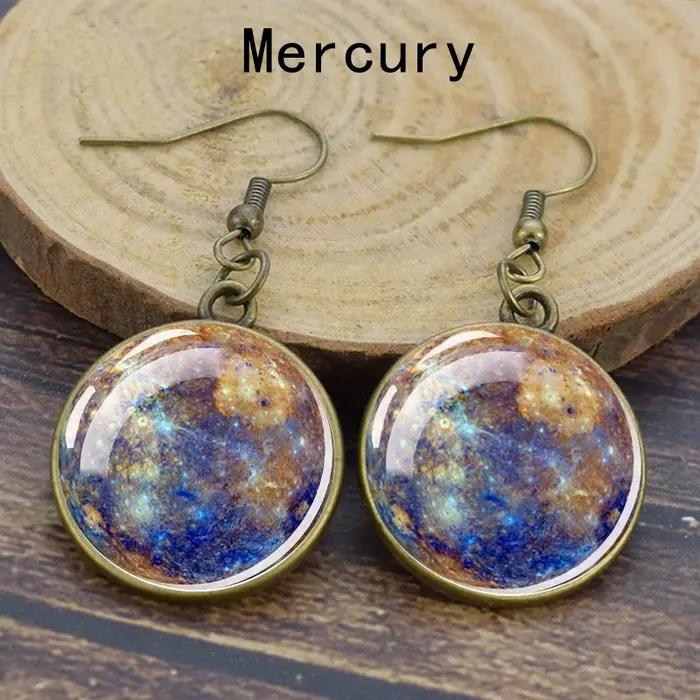 Boucles d'oreilles système solaire vendange en verre avec base de cuivre pour femmes pour les occasions spéciales et les soirées formelles
