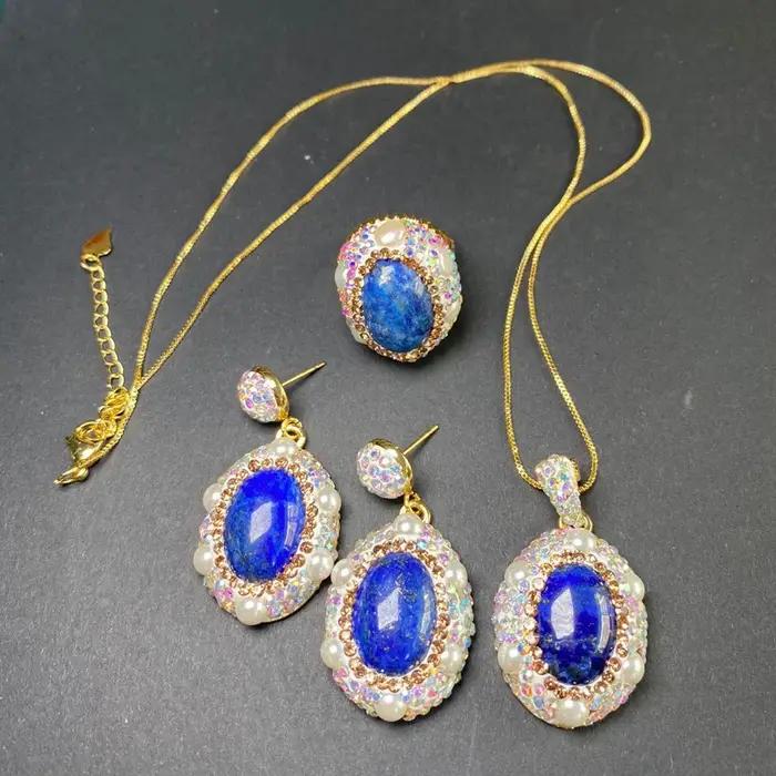 Ensemble de bijoux uniques en Lapis lazuli naturel pour femmes