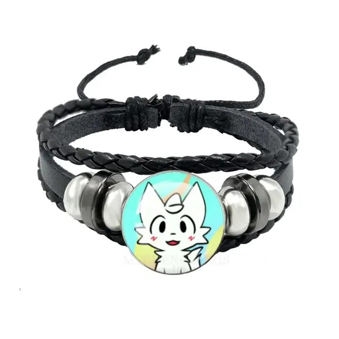 Boykisser chat Bracelets en cuir Kawaii drôle Meme rose