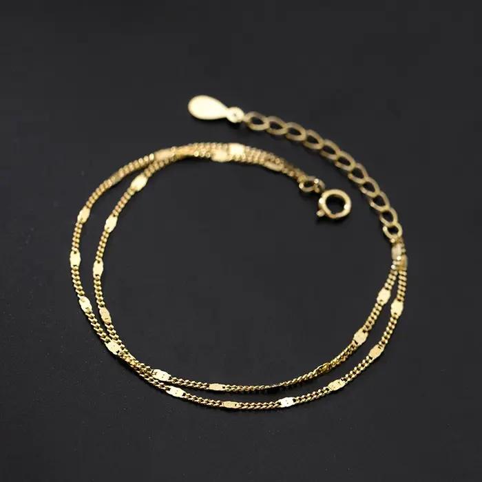 La Monada-Bracelet double couche minimaliste en argent regardé 925 pour femme