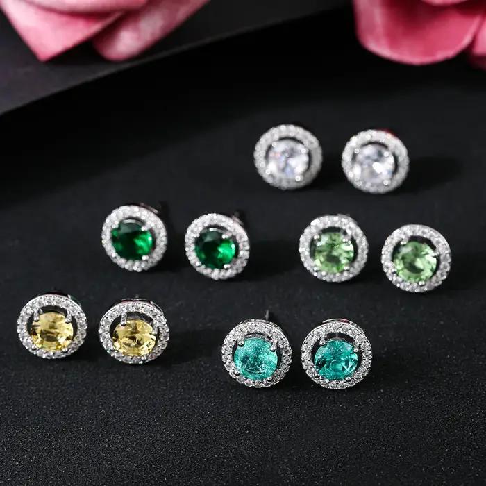 Boucles d'oreilles rondes en pierre bleu Royal