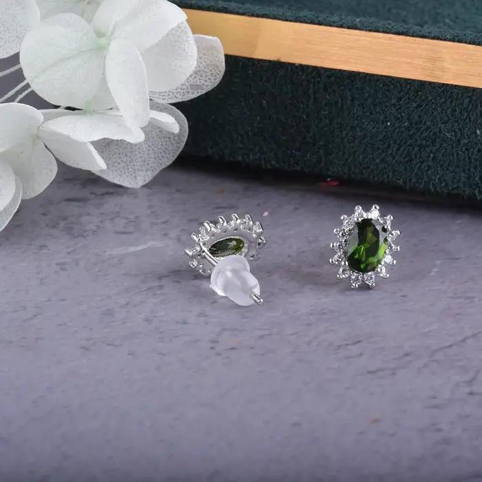 Boucles d'oreilles diopside authentiques pour femmes