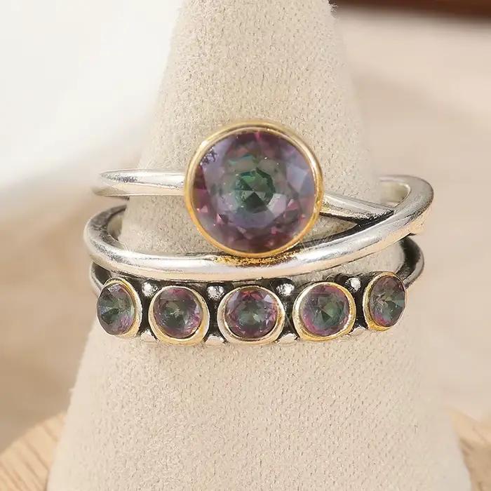 Bague antique incrustée de zircone synthétique verte plaquée argent pour femme