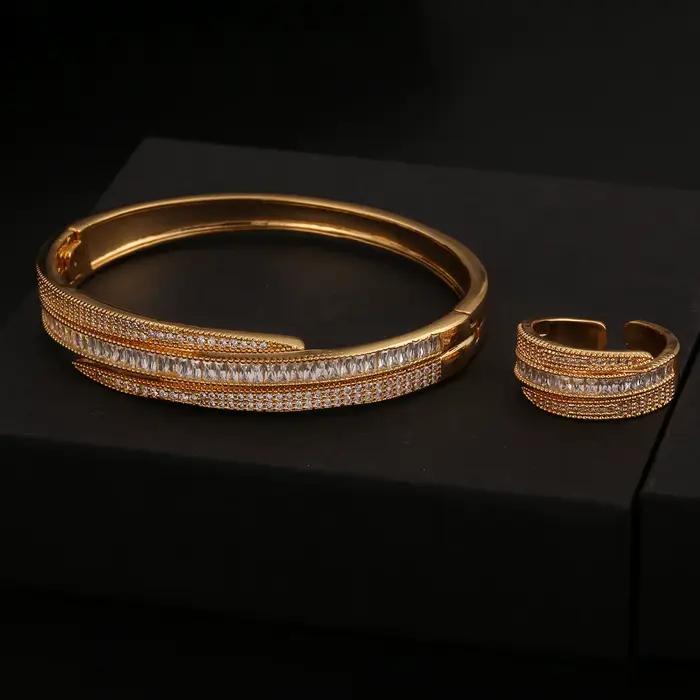 Ensemble de bracelets et bagues pour femmes, bracelet manchette irrégulier, bracelet large et épais