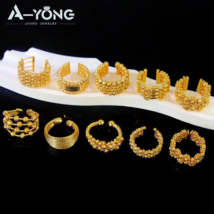 Bagues de perles réglables en or 24 carats, mode arabe, bague de mariage de mariée nigériane, dubaï, femmes musulmanes, bijoux Vintage arabesque