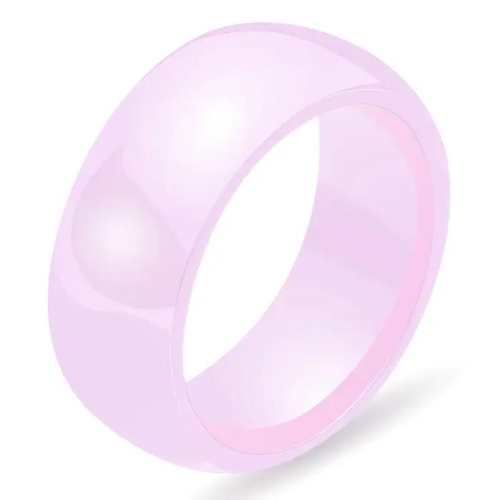 Bague en céramique rose/blanc/noir lisse pour femmes