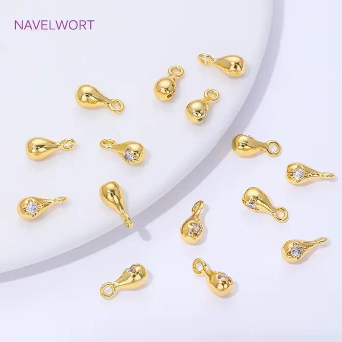 Pendentifs en forme de goutte plaqués or 18 carats pour la fabrication de bijoux, laiton avec zircon, pendentifs décoratifs, accessoires pour bracelets DIY