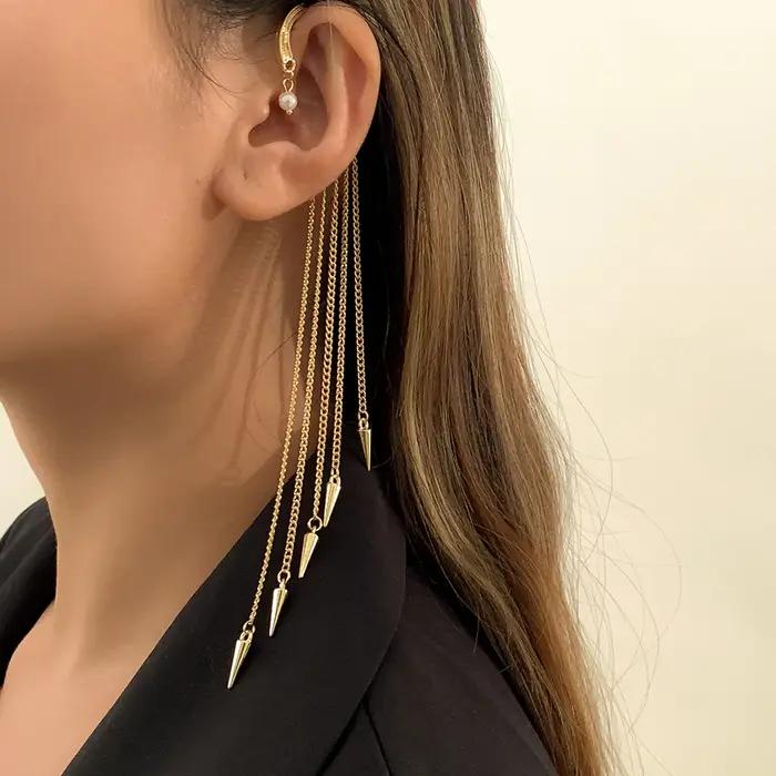Lacteo – boucles d'oreilles à rivets longs pampilles pour femmes et filles