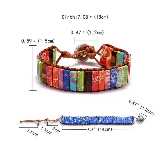 Bracelet à Main Tressé aux Perles Colorées avec Pierres pour Femmes Occasions Spéciales Fantaisie Bohème Cadeau