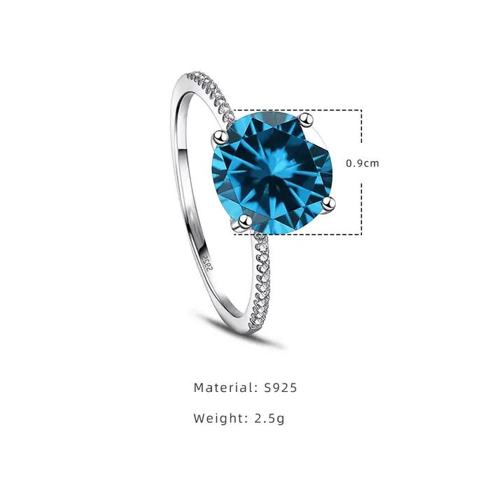 Bague en Argent Sterling 925 Sertie de Topaze et Zirconium Blanc Mode Femmes Cadeau Occasions Spéciales Mariage Fiançailles