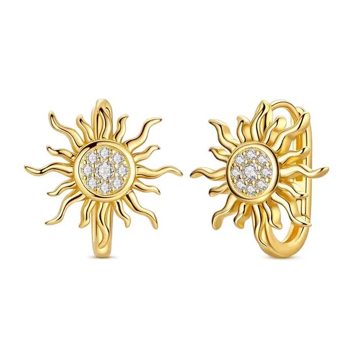 Boucles d'oreilles dorées en argent Sterling 925 pour femmes, boucles d'oreilles en forme de U scintillantes, pour anniversaire, mariage, bijoux, cadeaux