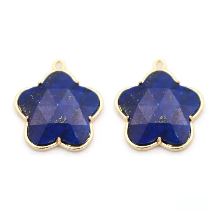 10 pièces bricolage boucles d'oreilles bijoux accessoires facettes pierre naturelle pendentif étoile breloques Quartz Rose Lapis Labradorite pierre pendentif