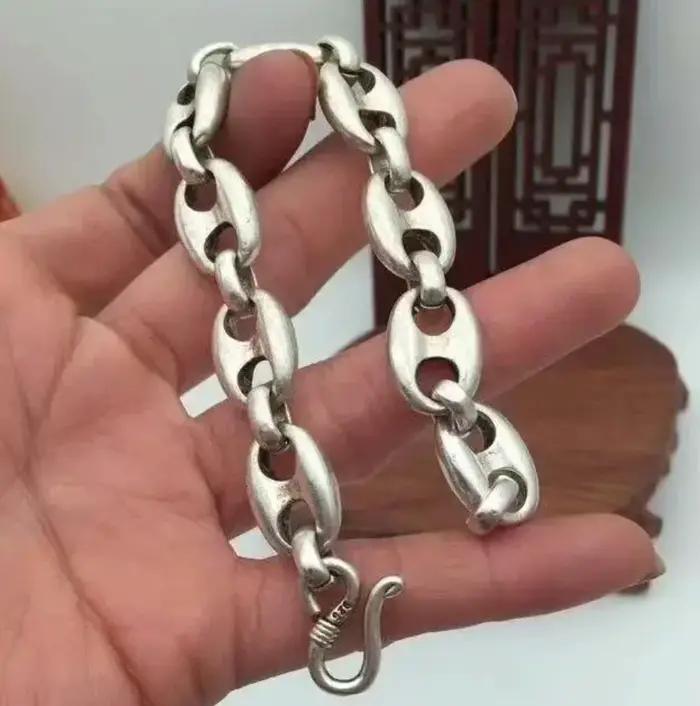 Bracelet large tissé à la main, rétro ouvert, Joker Miao, bijoux en argent, cadeau d'anniversaire
