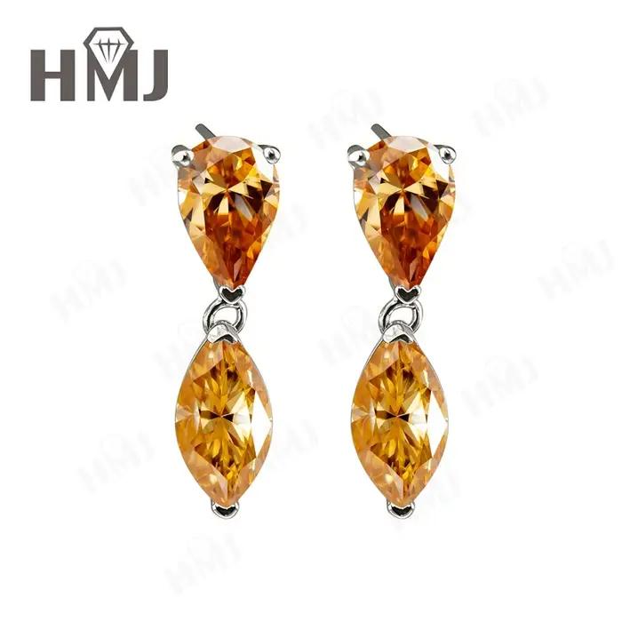 Boucles d'oreilles en forme de poire Moissanite + taille Marquise pour femmes, Design élégant double forme avec scintillant, parfait pour un usage quotidien, cadeaux spéciaux