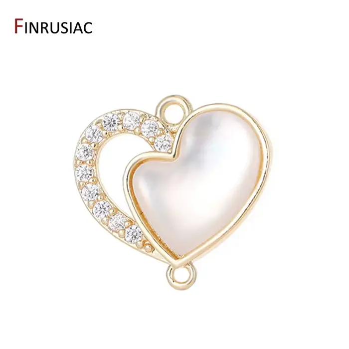 Breloques en forme de cœur en laiton plaqué or 14K, fournitures pour la fabrication de bijoux, accessoires de fabrication de boucles d'oreilles, bracelets et colliers, DIY