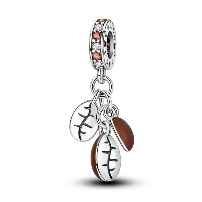Plaqué 925 argent grain de café exquis Style quotidien breloques ajustement Original 925 bracelet