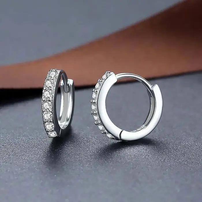ALIZERO 925 boucles d'oreilles en argent Sterling cristal cercle