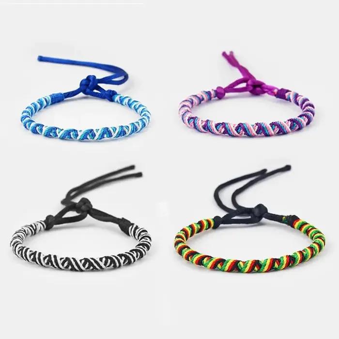 Bracelet Tressé à la Main pour Femme et Fille, Bijou Tissé Brésilien en Vrac, Ficelle Ajustable, 4 P
